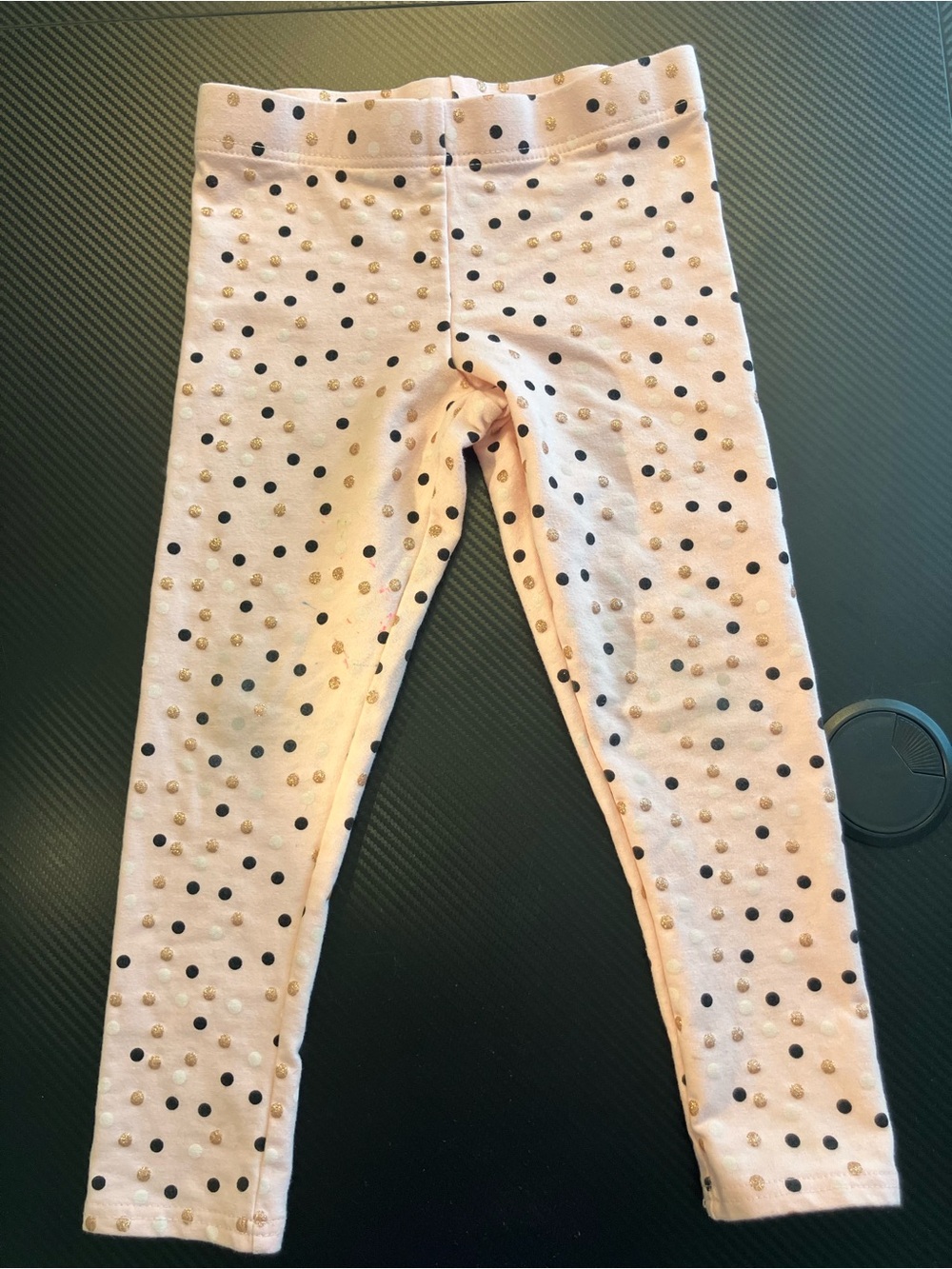 Girls' Pink Glitter Polka Dot Stretch Leggings